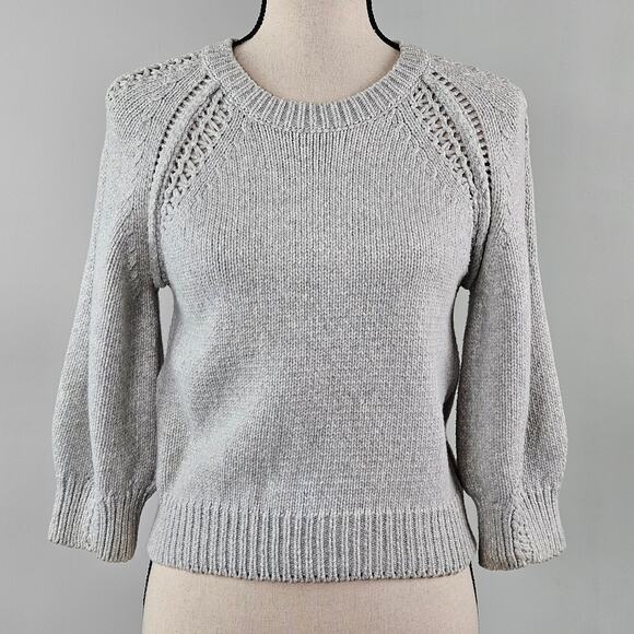 3.1 Phillip Lim Women's Gray Knit 3/4 Sleeve Sweater | Small | FLAWS - Picture 1 of 16